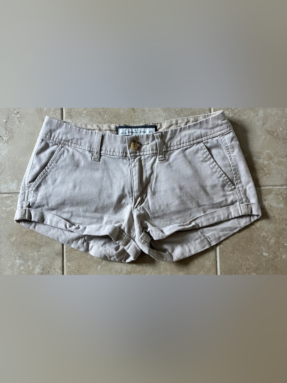NWOT Vintage Y2K Abercrombie & Fitch Low Rise Khaki Chino Shorts Size 0 Mini